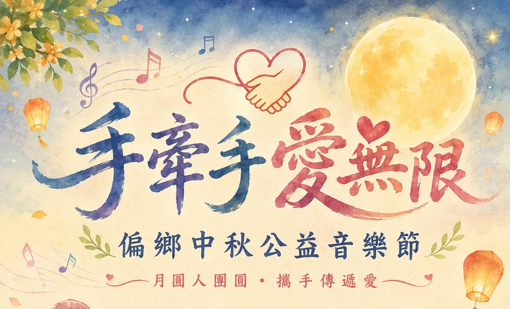 手牽手 愛無限，偏鄉中秋公益音樂節水彩主視覺