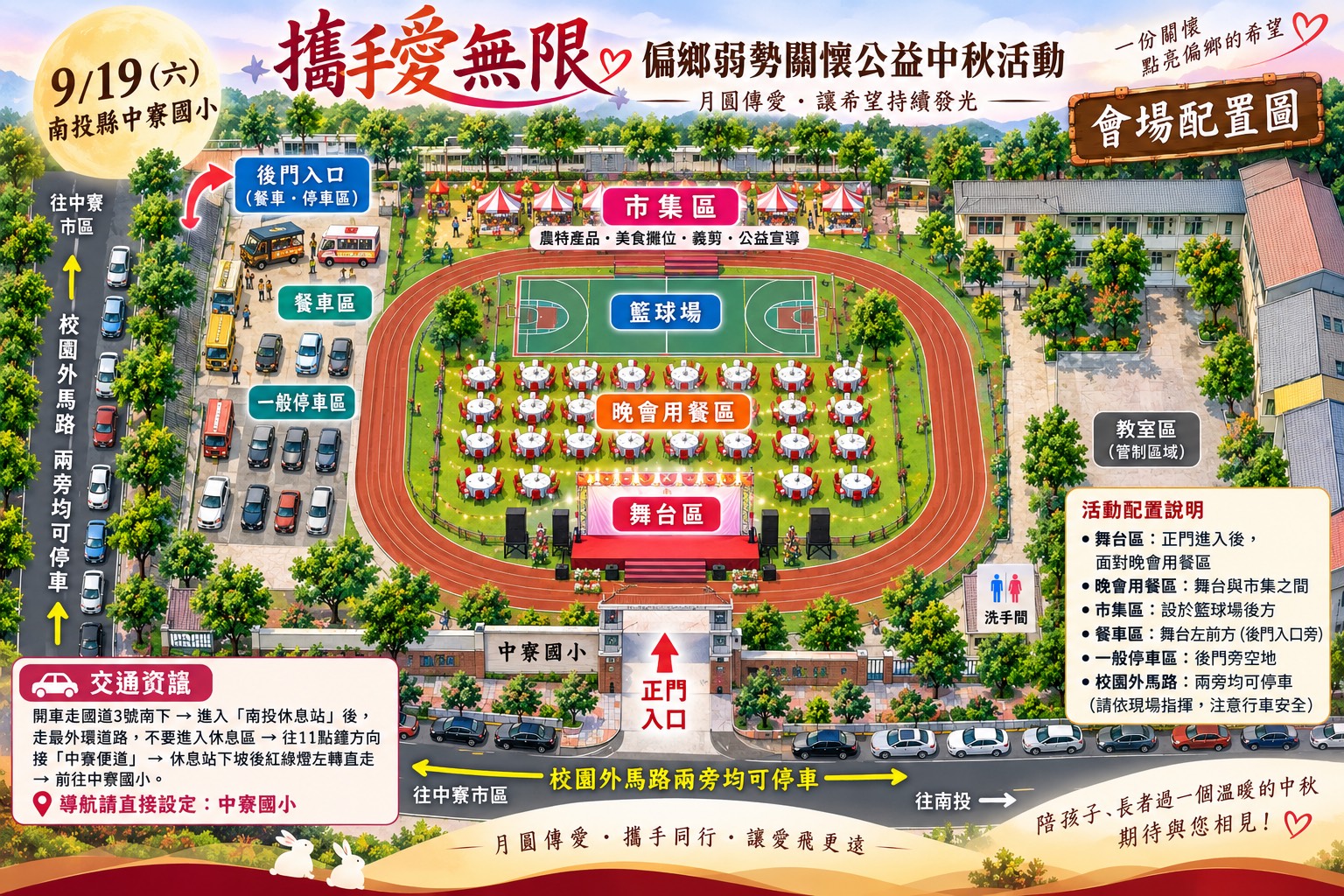 中寮國小活動會場配置與交通動線圖